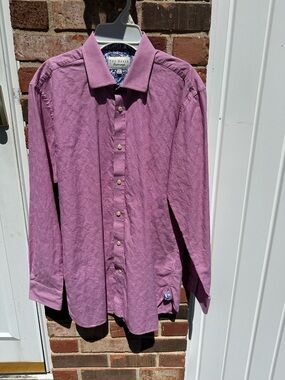 Ted Baker Endurance Pink/Red Gingham Check Floral Collar Cuffs Men’s 15.5 32/33